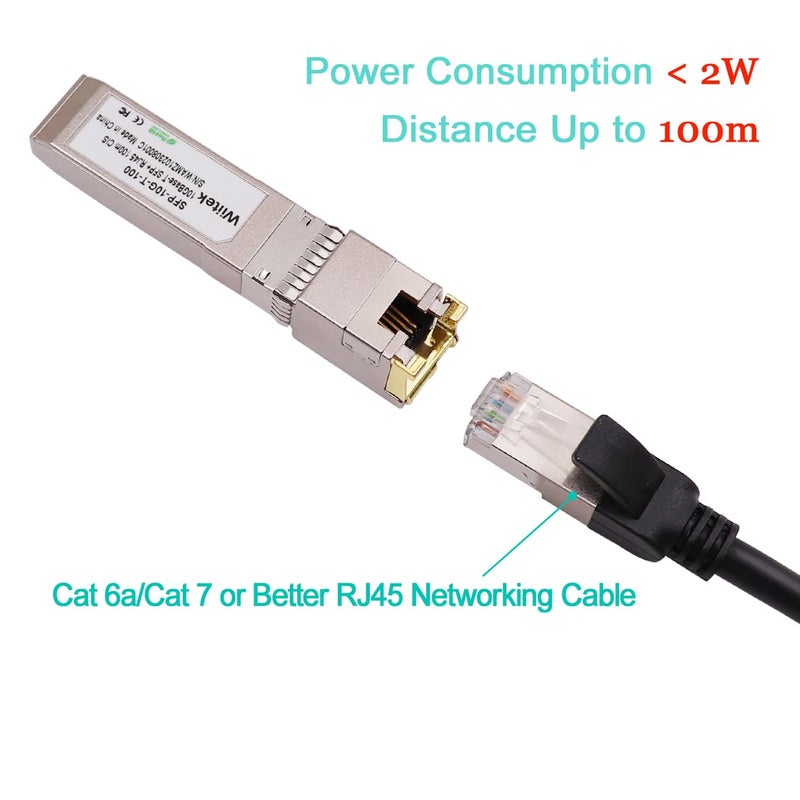 Wiitek 100 Meters, 10Gbps SFP+ to RJ45 Modules, 2.5G/5G/10GBase-T Copper RJ45 to SFP+ Transceiver, Compatible for Cisco SFP-10G-T-X, Ubiquiti, Netgear, Mikrotik, Low Power Consumption - Image 4